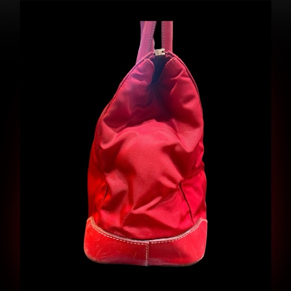 Vintage 2000s Prada Tessuto Shoulder Handbag Purse Nylon Leather Trim Red EUC - Picture 5 of 11